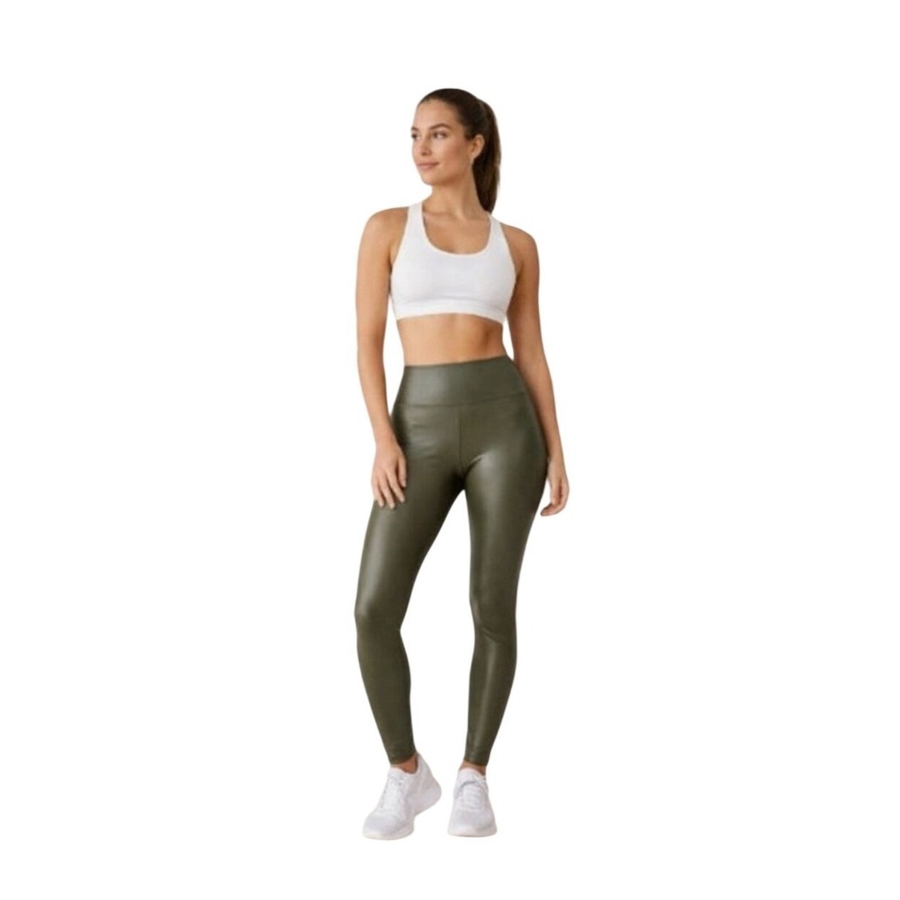 OFFLINE by Aerie Leggings Womens‎ S Real Luxe Olive Green Faux Leather NWOT